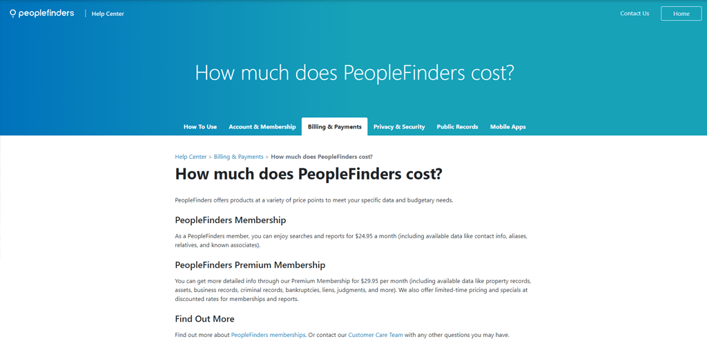 PeopleFinders Pricing