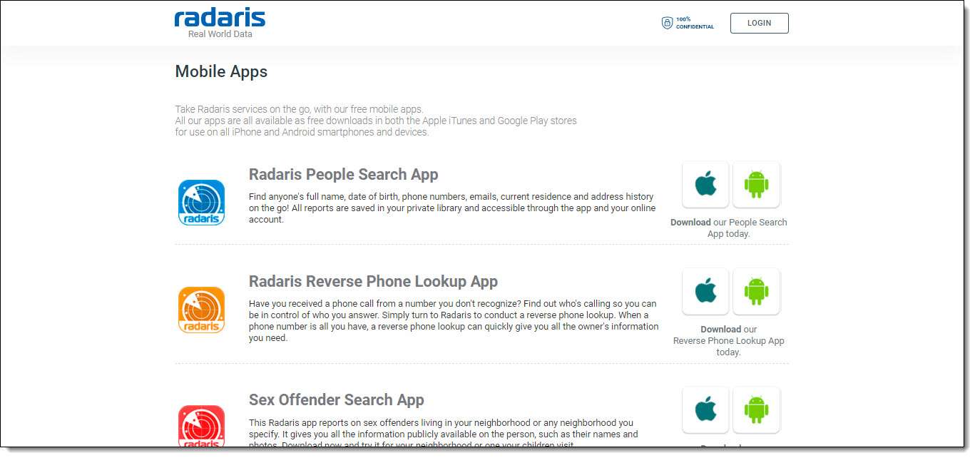 Radaris.com Mobile Apps