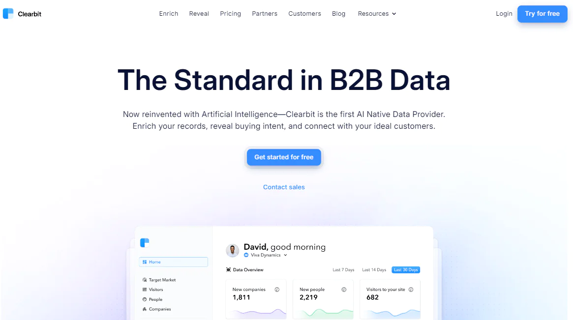 Clearbit app, a best sales intelligence tool for instant insights and smarter lead capture
