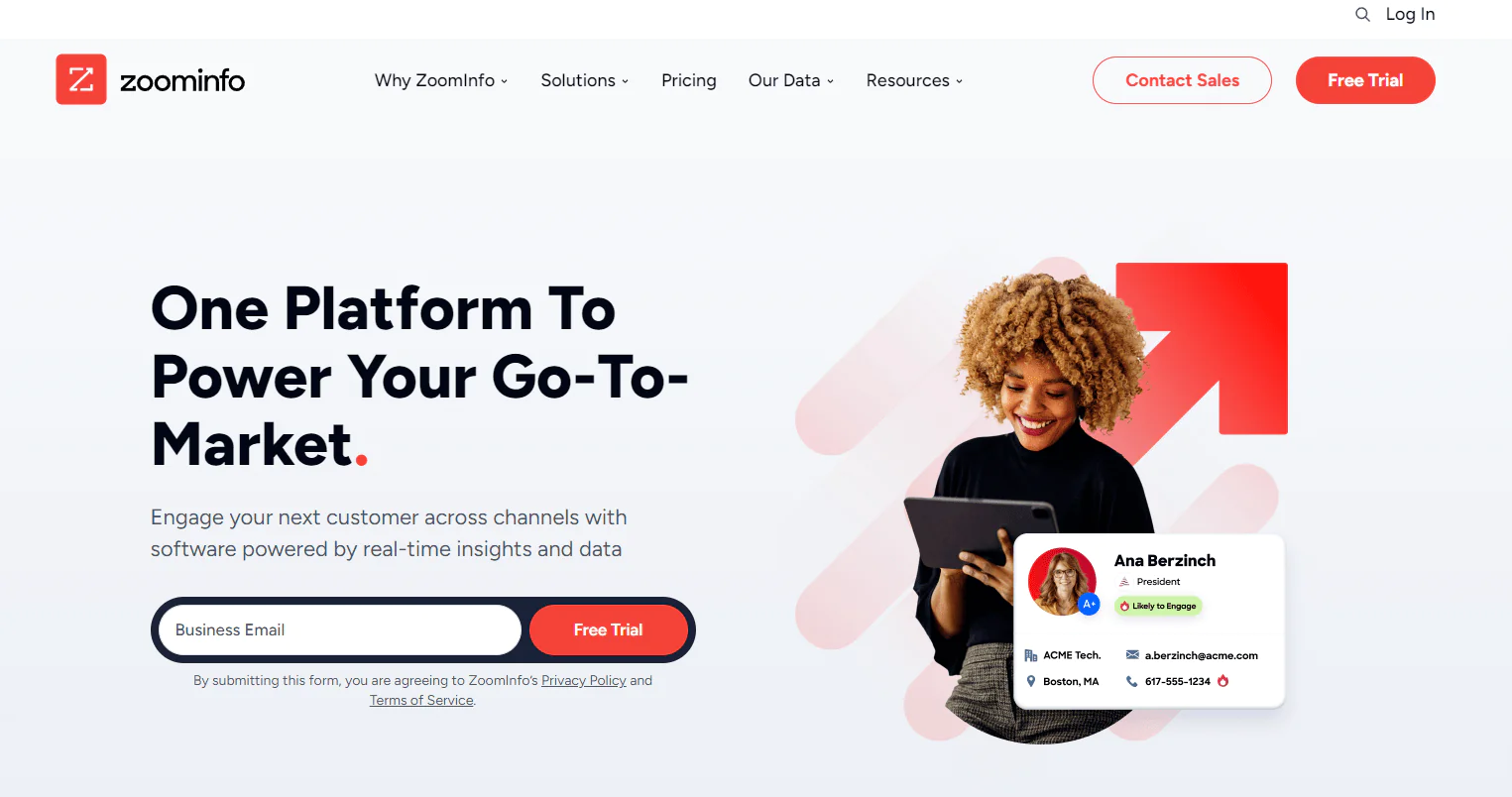 ZoomInfo software, a best sales intelligence tool for analyzing tech stacks and prospect behavior