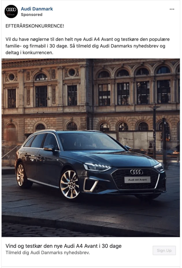 Audi Denmark's Car Test Drive Competition