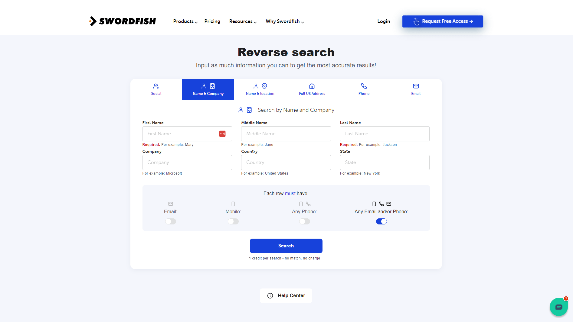 Swordfish Reversh Search