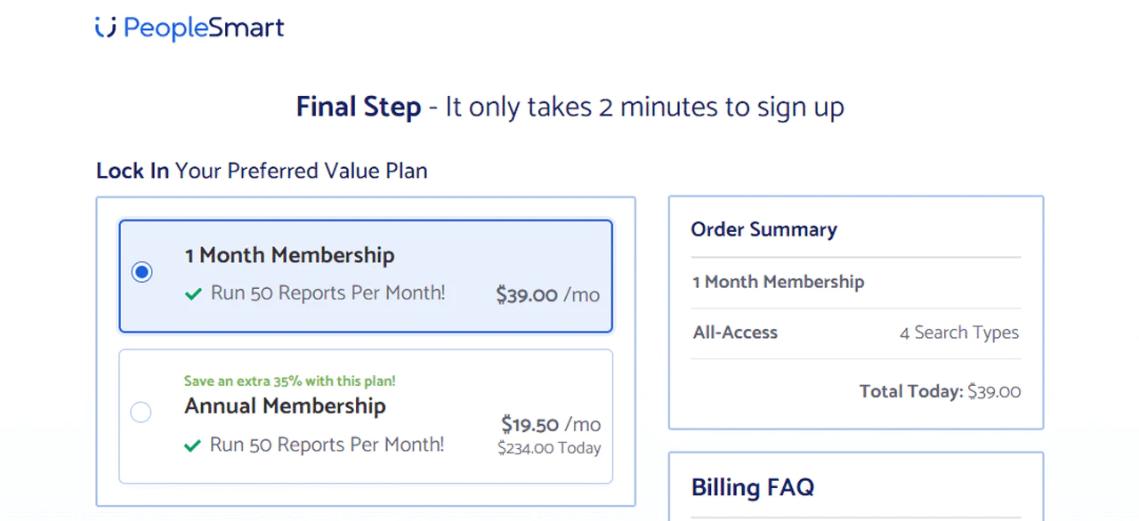 PeopleSmart Pricing