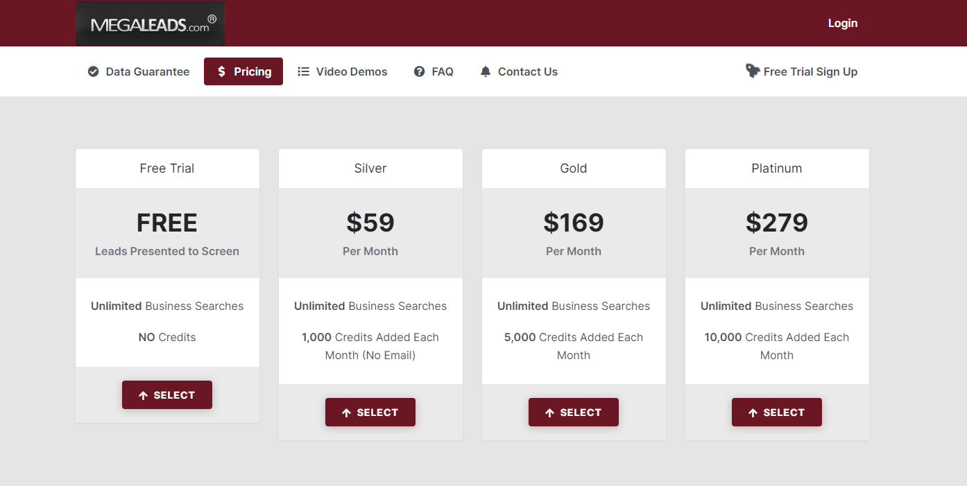 Megaleads Pricing