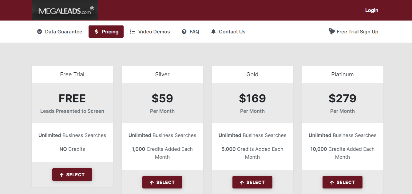 Megaleads Pricing