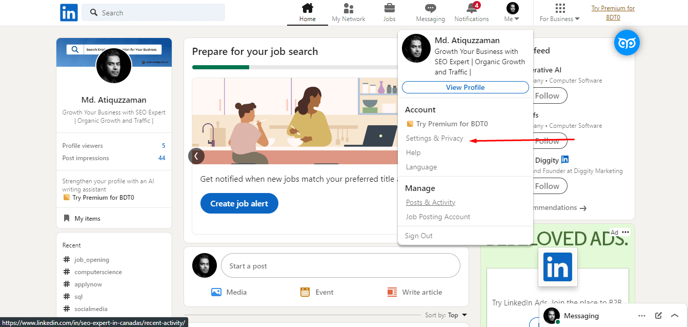 Export from LinkedIn