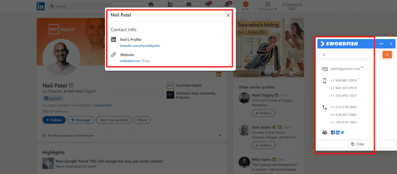 Find email on LinkedIn 
