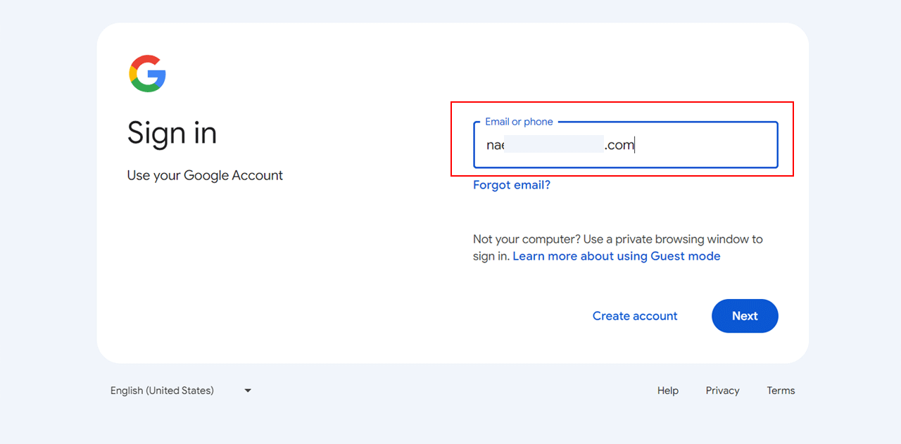 Log into your Gmail account.