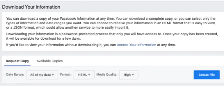 Download Facebook Information