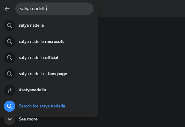 use the search bar to find the person's profile.