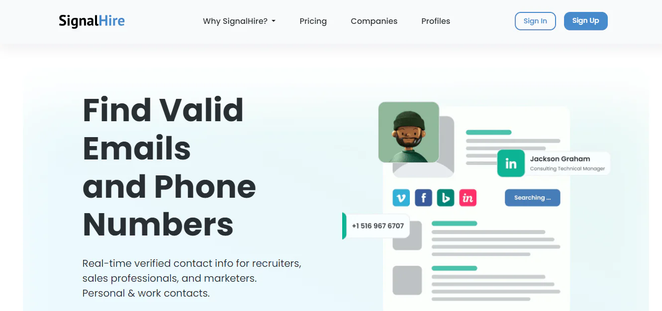 SignalHire Homepage