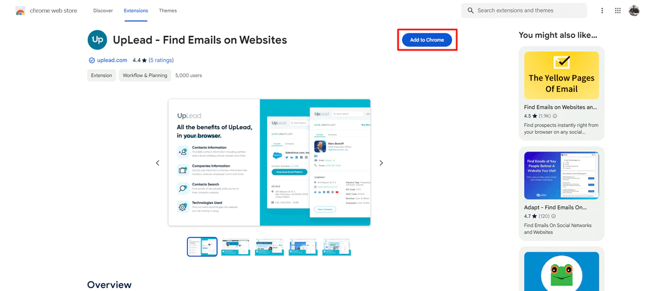 UpLead Chrome Extension