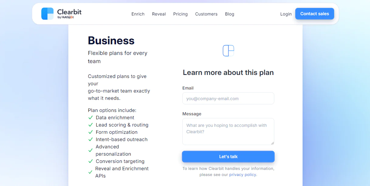 Clearbit Pricing