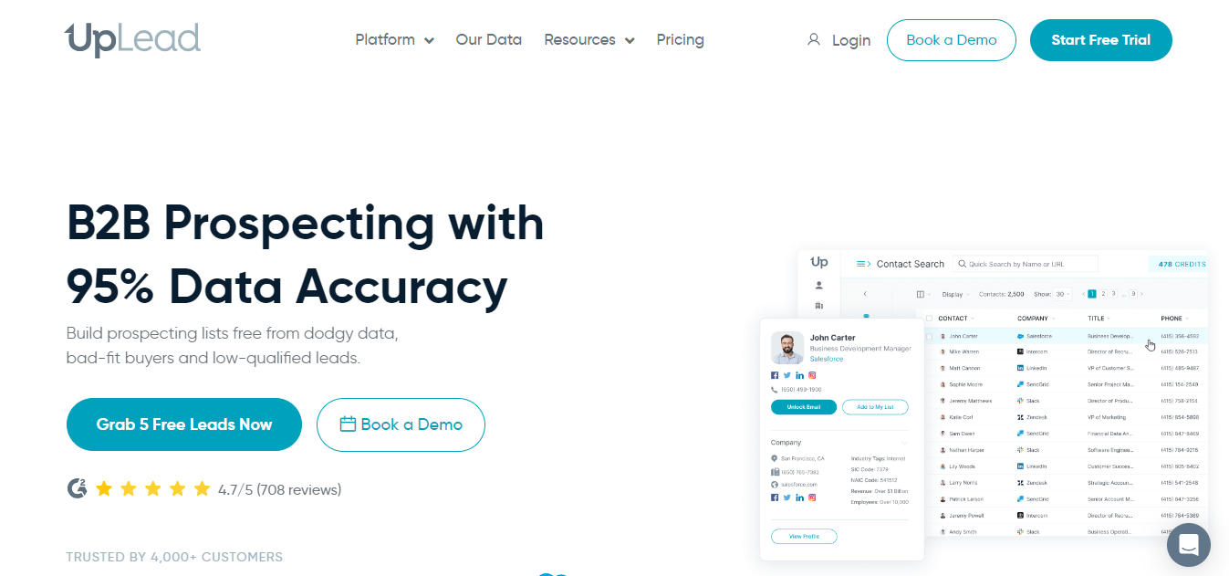 UpLead Homepage