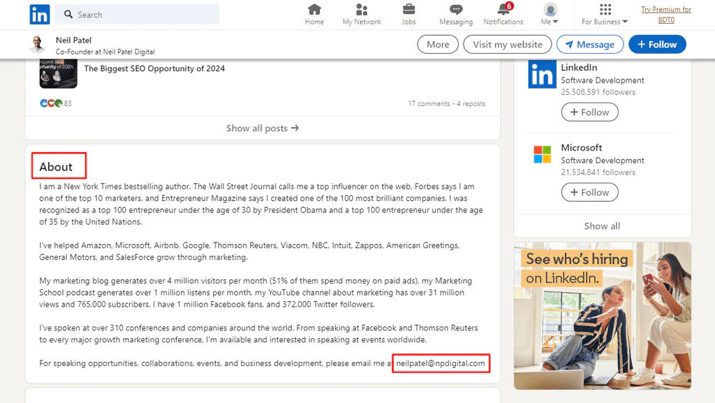 LinkedIn-About-section
