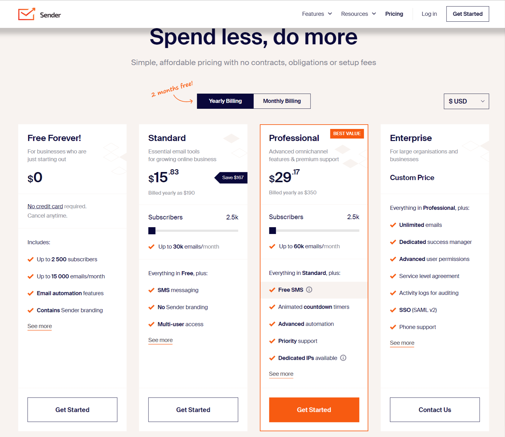 Sender Pricing