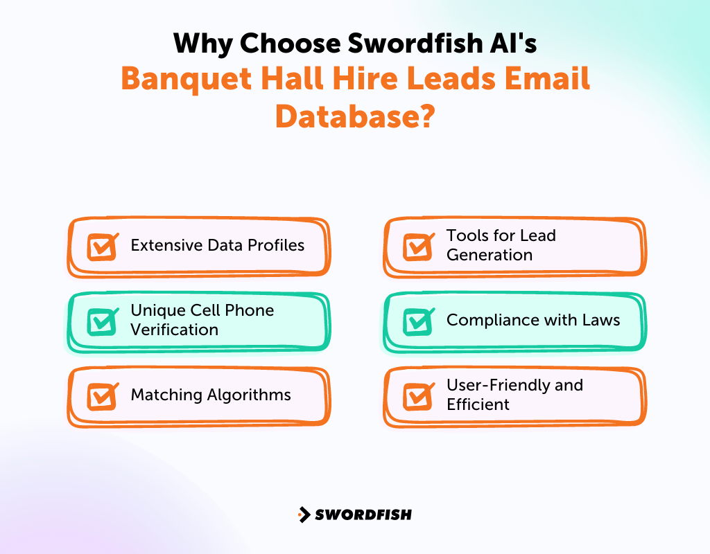Why Choose Swordfish AI's Banquet Hall Hire Leads Email Database