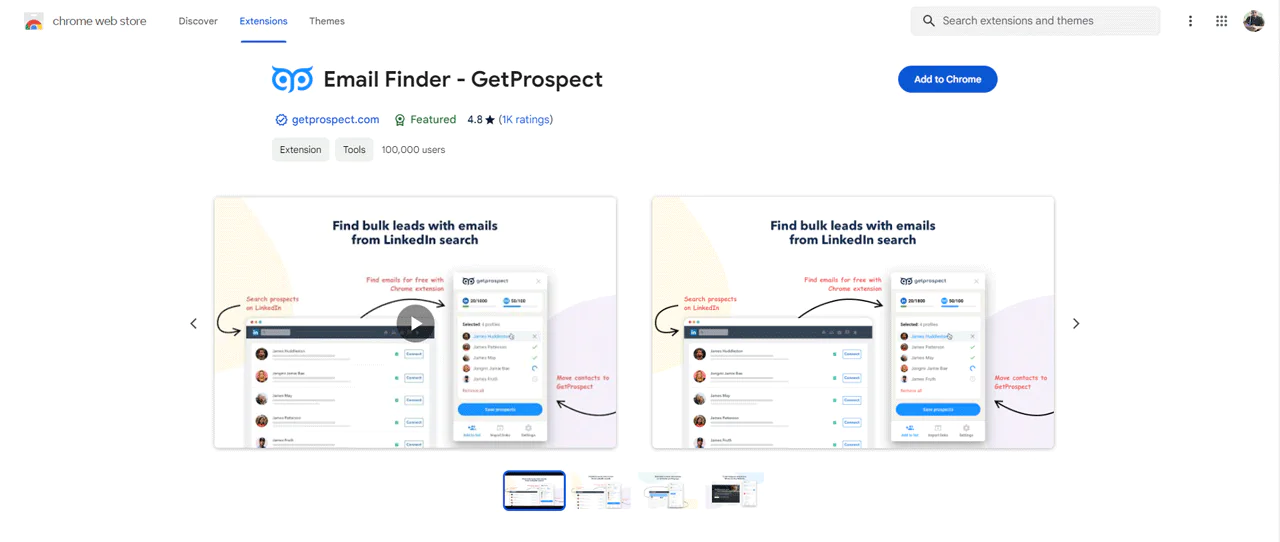 Getprospect Chrome extension