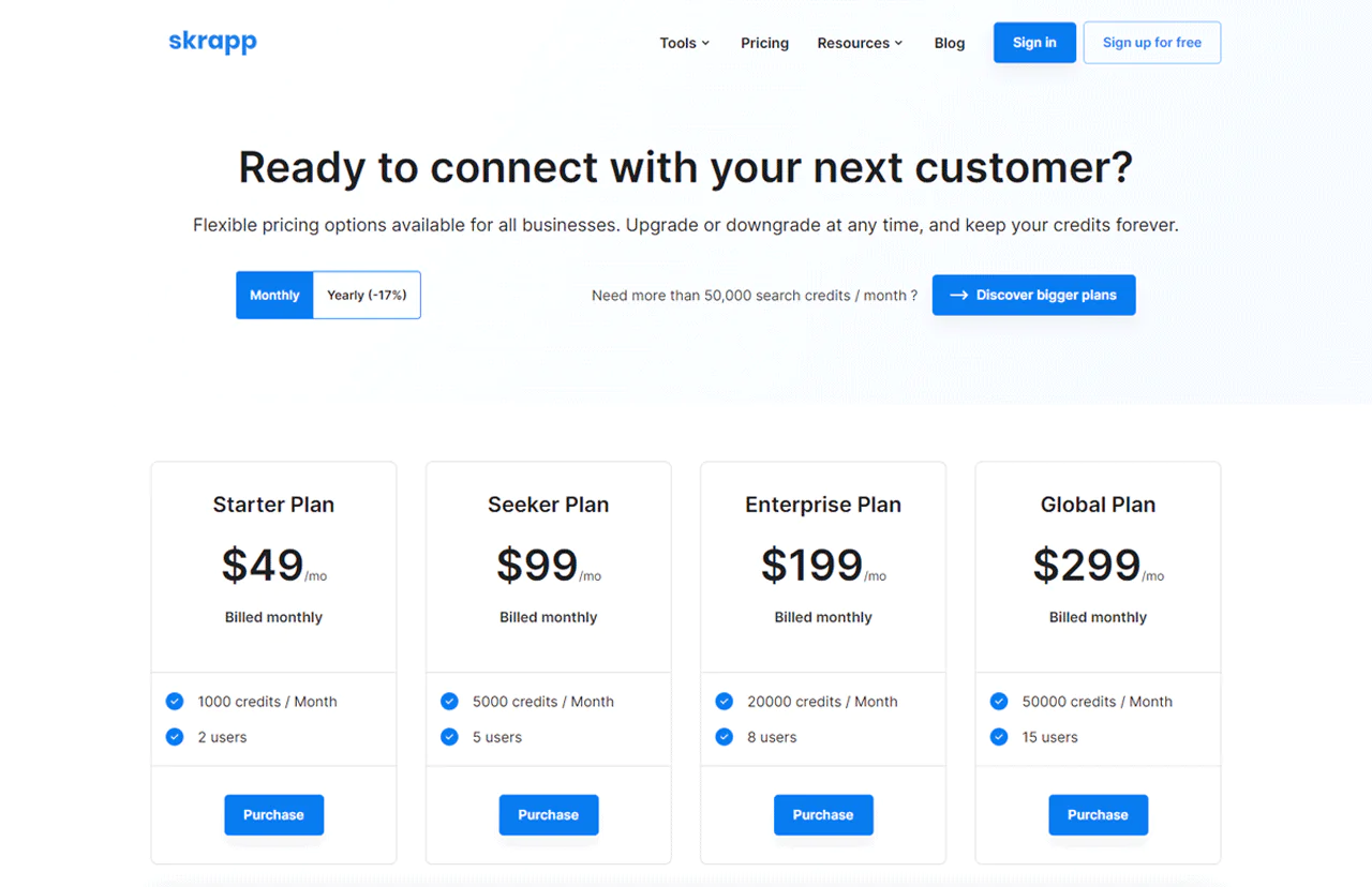 Skrapp Pricing