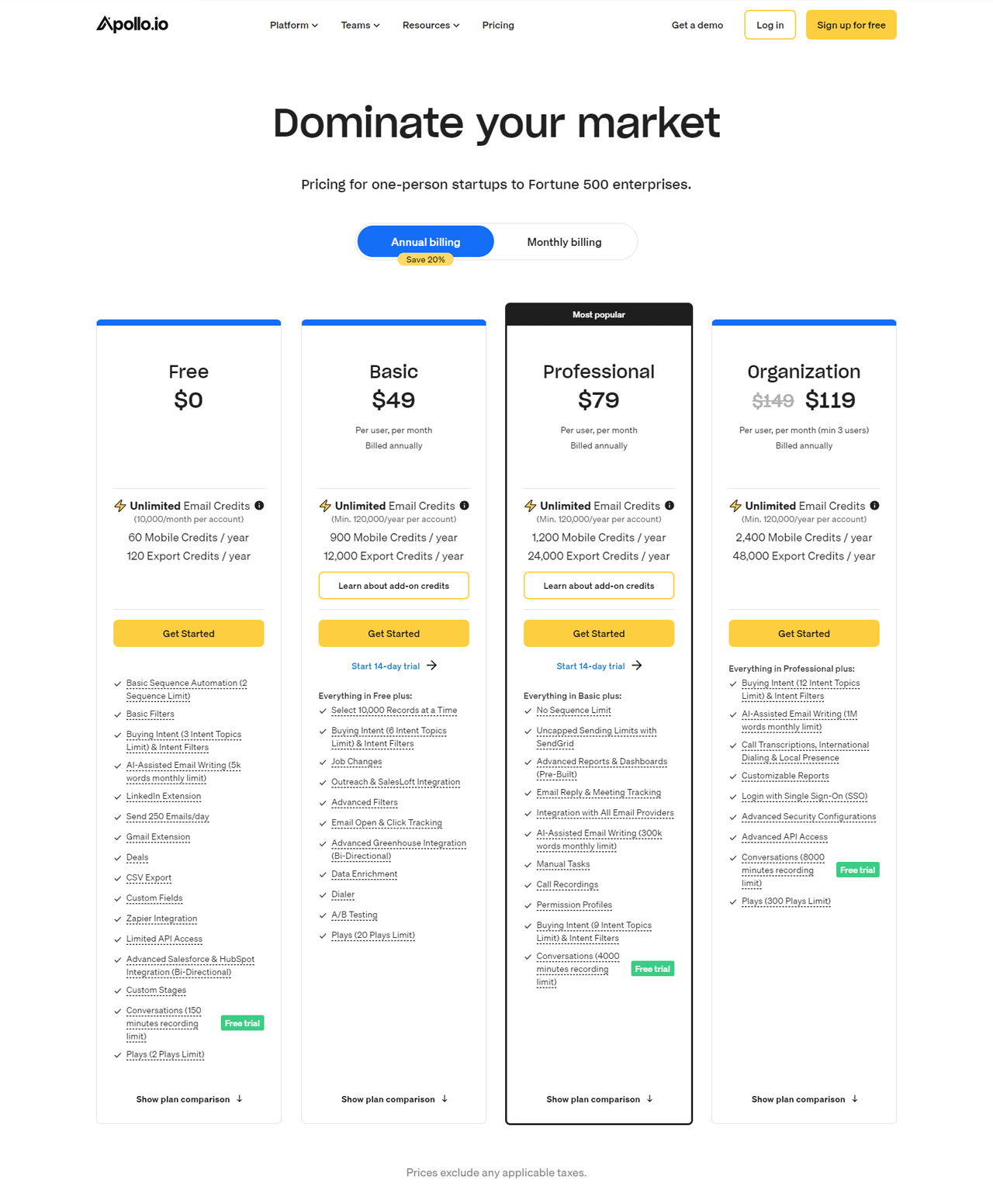 Apollo-Pricing