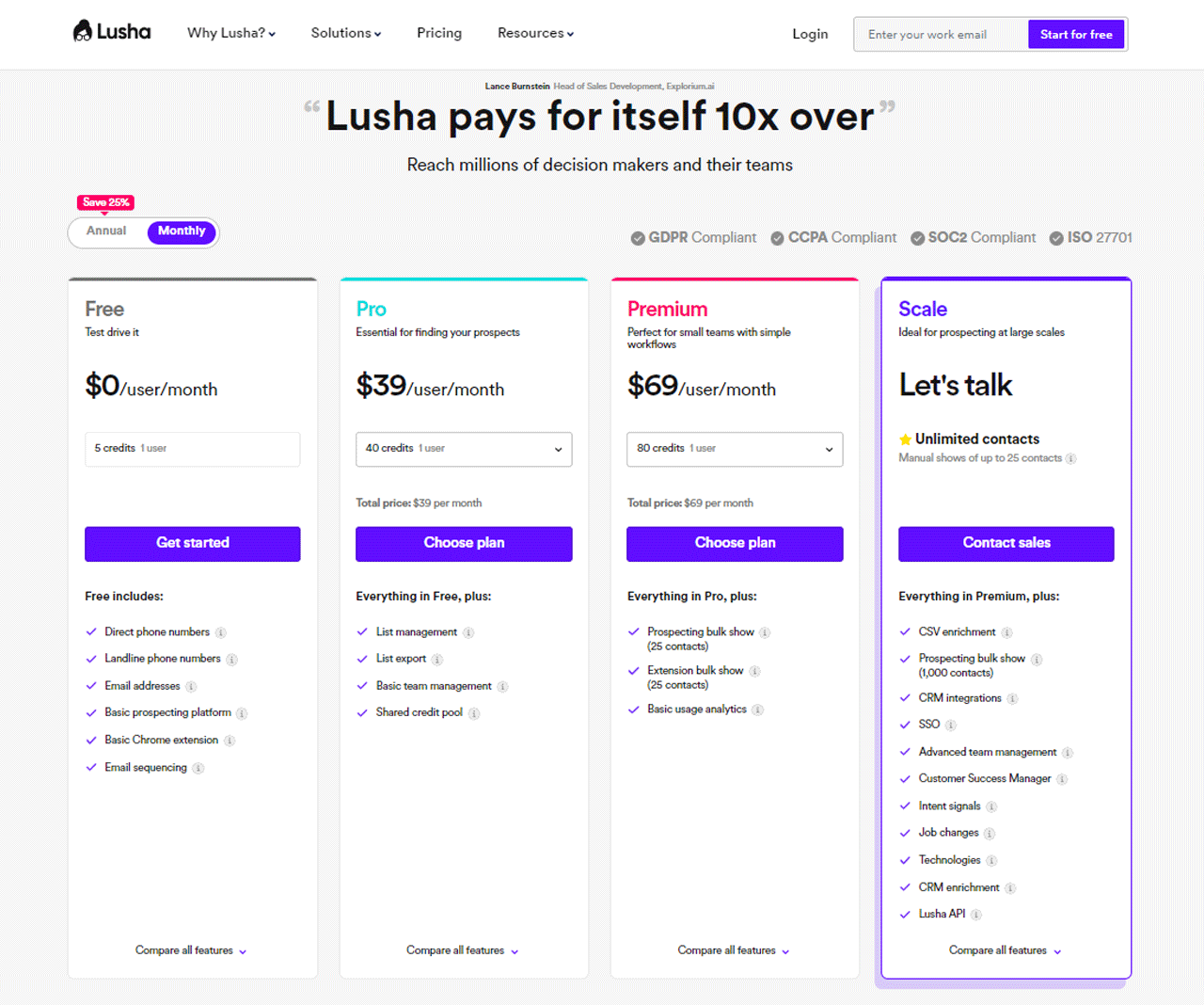 Lusha-Pricing