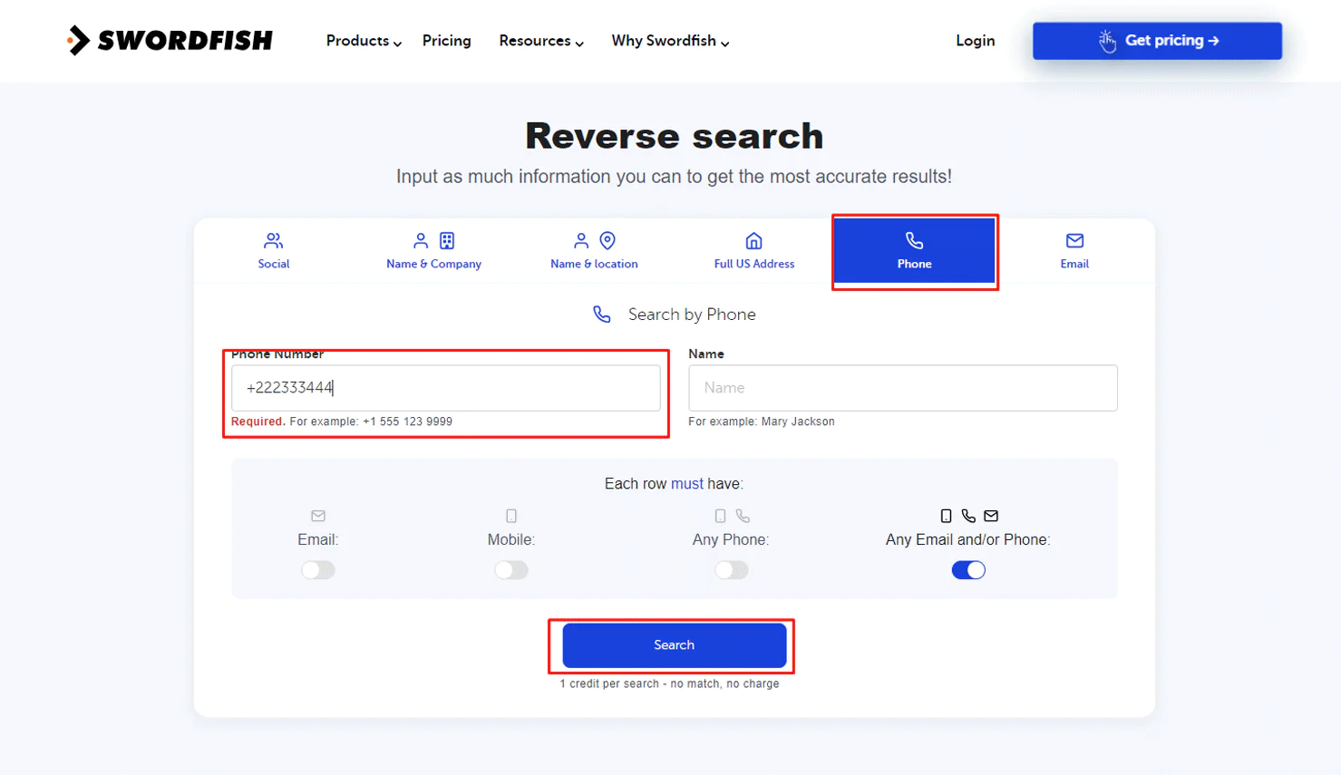 Swordfish ai's -Reverse-Search