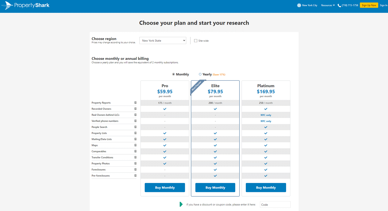 PropertyShark Pricing
