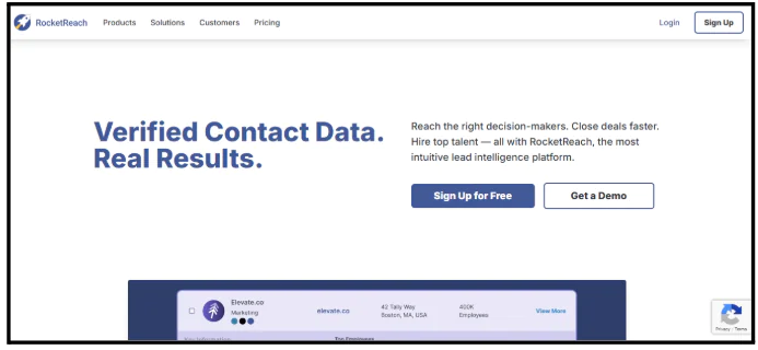 Recruiting software RocketReach platform for talent sourcing