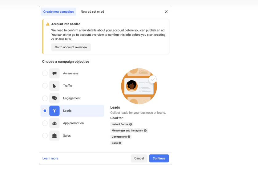 Choosing the Ad Campaign Objective