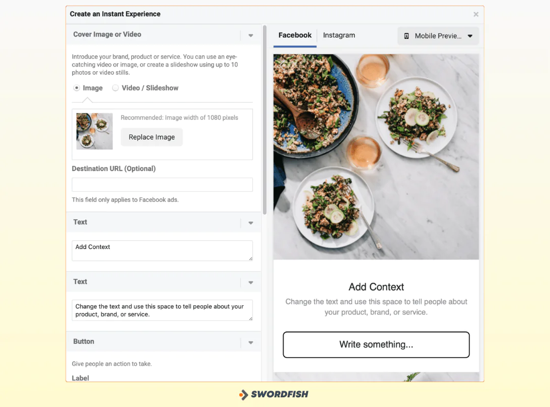 Facebook Instant Experience Forms