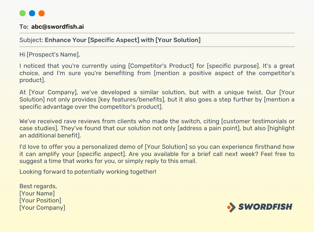 Mention Competitor's Product