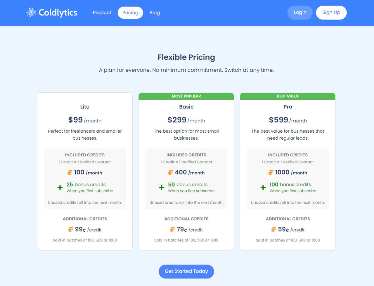 Coldlytics Pricing