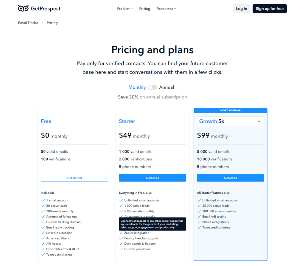 GetProspect Pricing