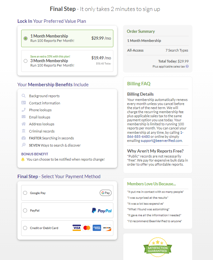 BeenVerified Pricing