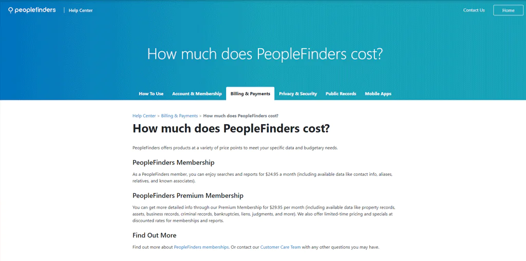 PeopleFinders Pricing