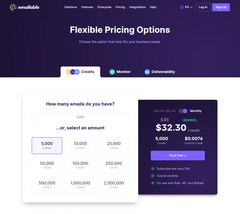 Emailable-Pricing