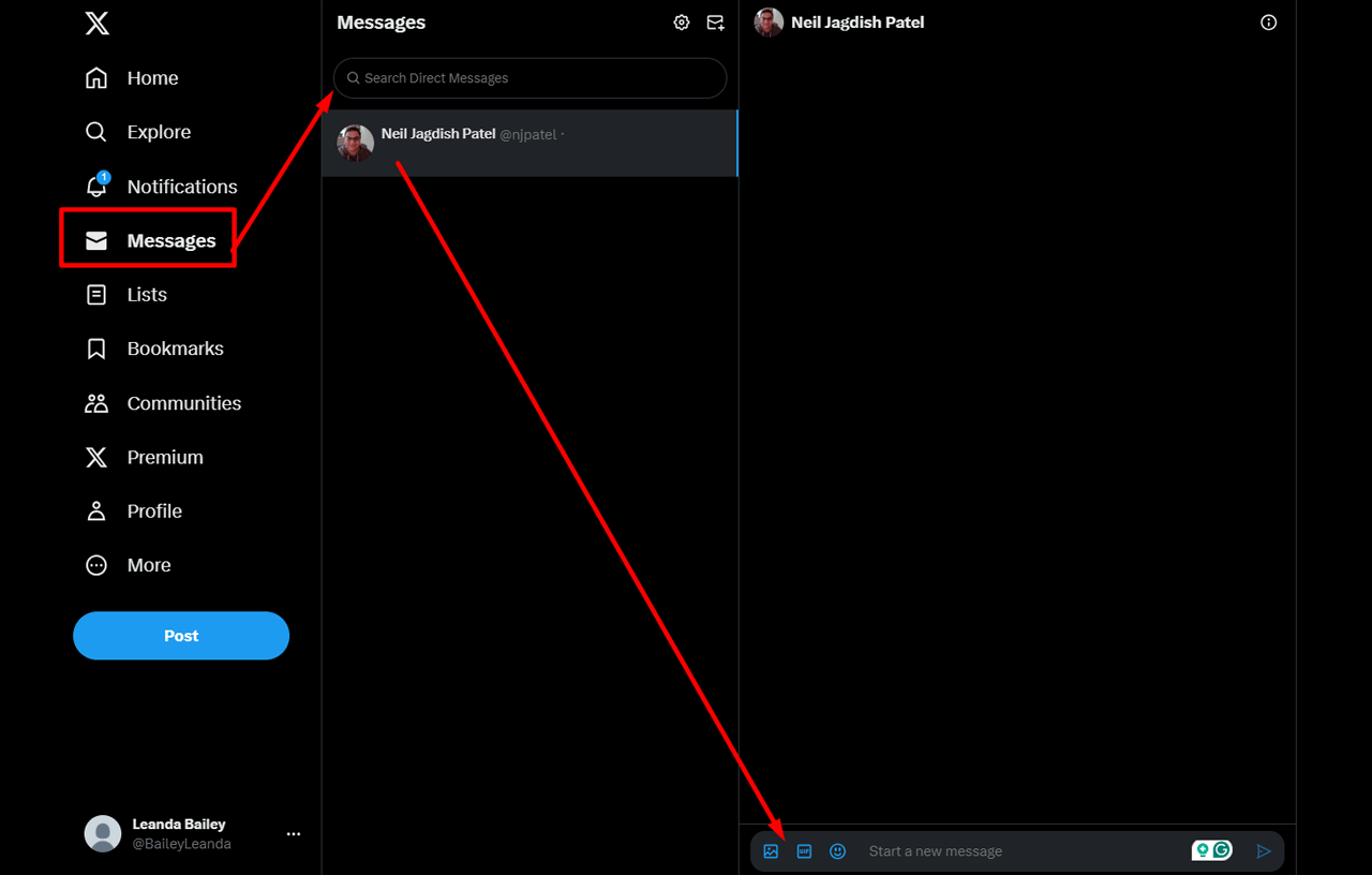 Send a DM on Twitter