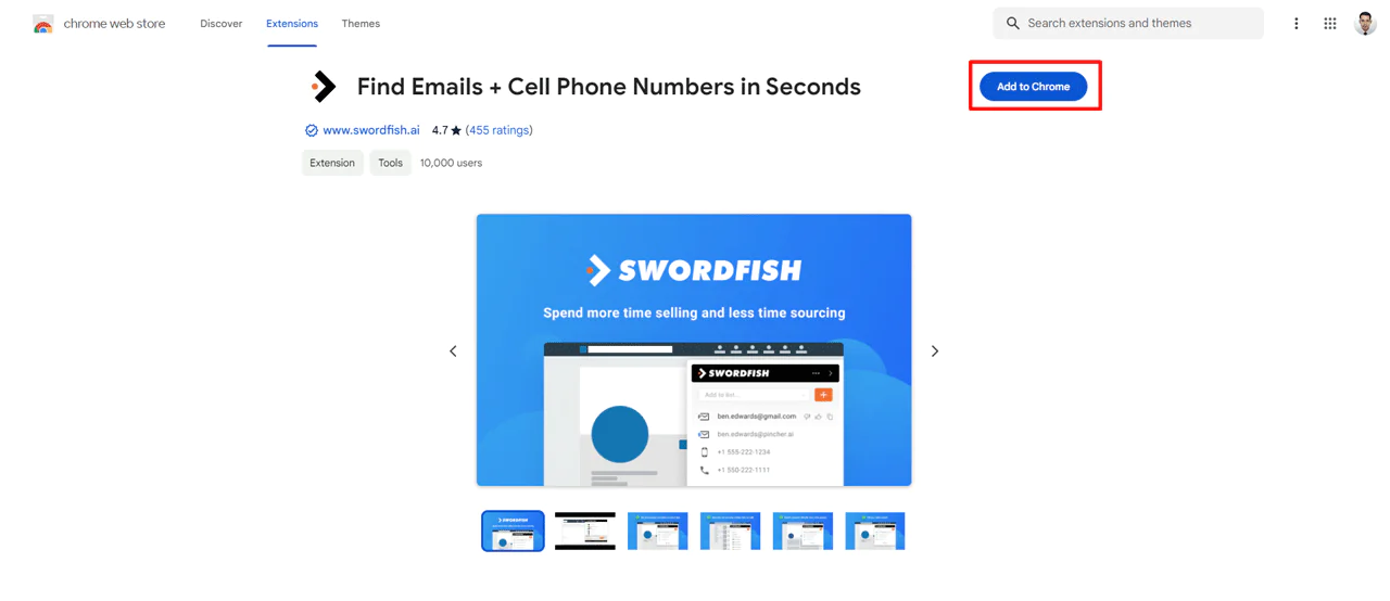 Swordfish AI browser extension