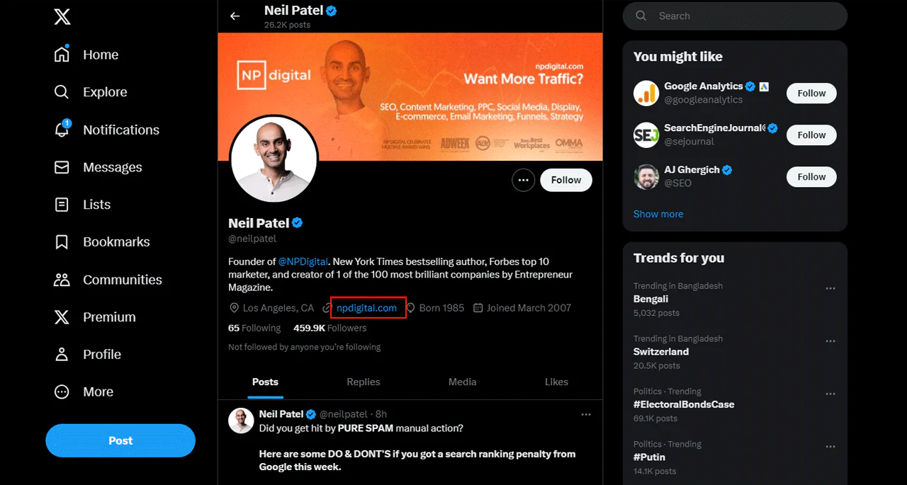 Twitter Website Links
