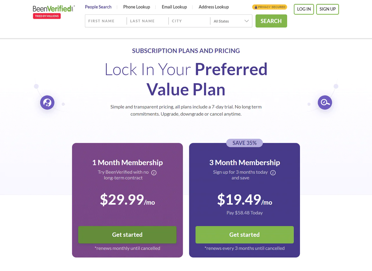 BeenVerified Pricing
