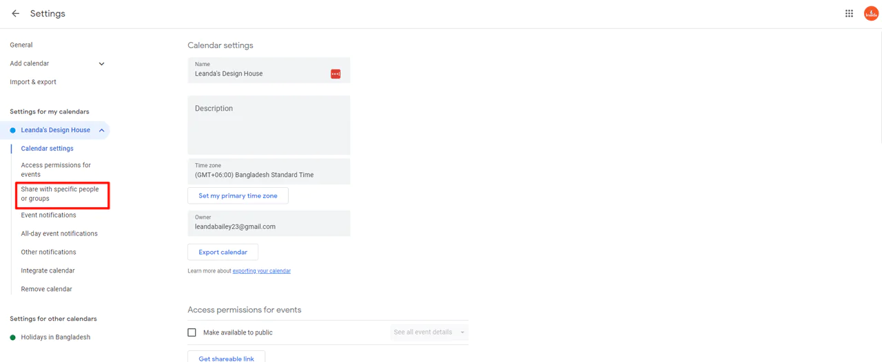 Go to 'share with specific people.'