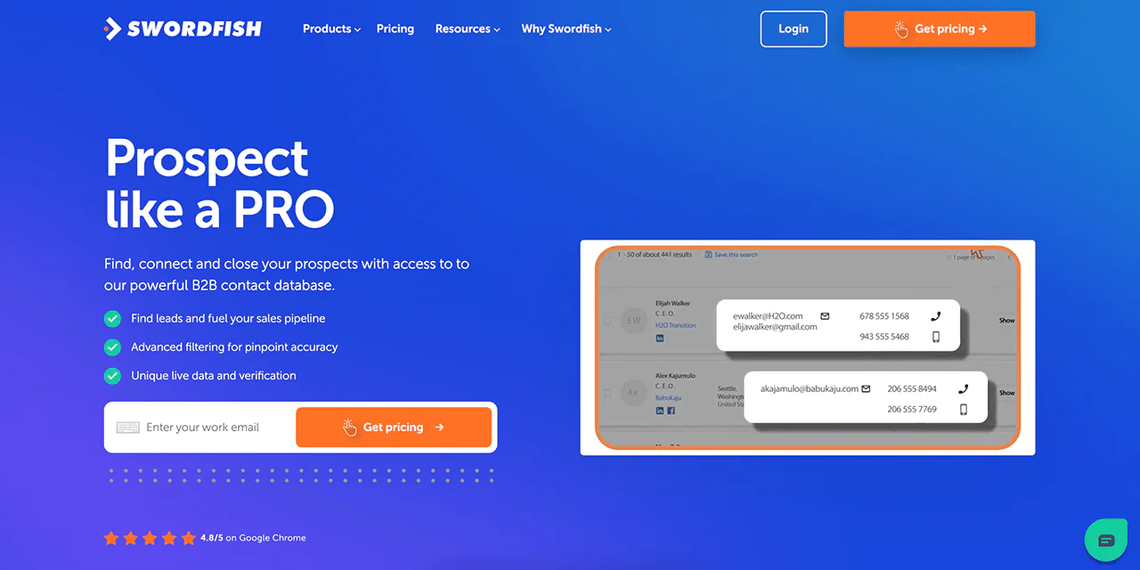 Swordfish AI Prospector Tool