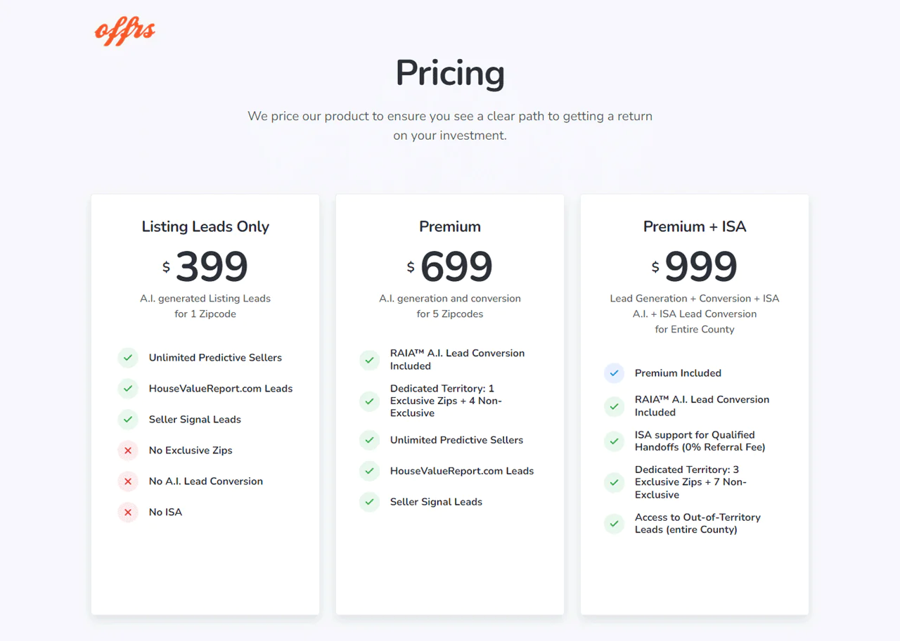 Offrs Pricing